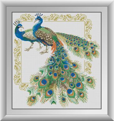 Картина из страз Пара павлинов (квадратные камни, полная зашивка) Dream Art (DA-30506, Без подрамника) 54 х 59 см фото интернет-магазина Raskraski.com.ua