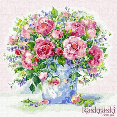 Раскраска по номерам Розовые розы (KHO3131) Идейка (Без коробки)