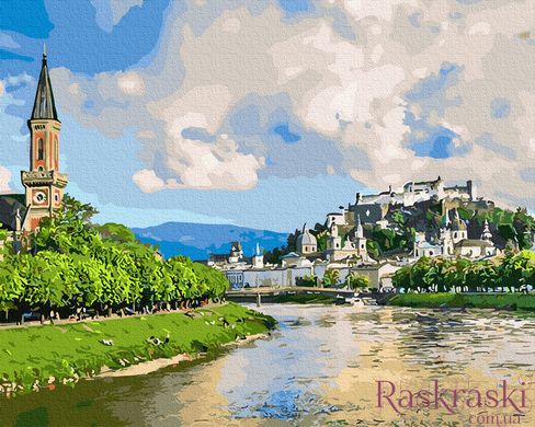 Картина по номерам Городок у реки (BRM31164) фото интернет-магазина Raskraski.com.ua