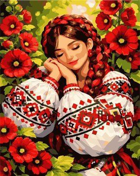 Картина по цифрам Українська квітка (ART-B-3729) Artissimo 40 х 50 см фото інтернет-магазину Raskraski.com.ua