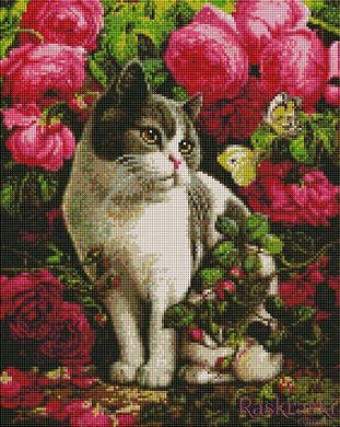 Картина алмазная вышивка Кот в цветах ArtStory (ASM29, На подрамнике) фото интернет-магазина Raskraski.com.ua