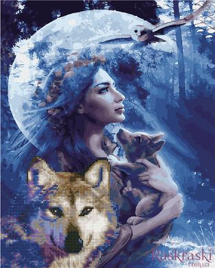 Алмазная картина Девушка с волками (BGZS1171) НикиТошка фото интернет-магазина Raskraski.com.ua
