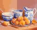 Картина за номерами Натюрморт з абрикосами і старовинним сервізом (KH5512) Идейка — фото комплектації набору
