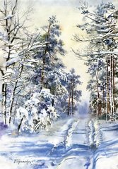 Картина з мозаїки У зимовому лісі худ. Брандт Діамантові ручки (GU_189662) фото інтернет-магазину Raskraski.com.ua