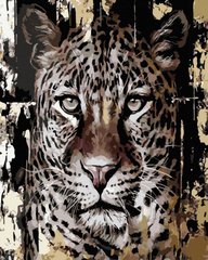 Раскраска для взрослых Золотой леопард (золотые краски) (BJX1108) фото интернет-магазина Raskraski.com.ua
