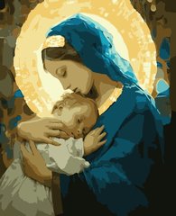 Картина по цифрам Мария и Иисус (с золотыми красками) (ART-B-0335) Artissimo фото интернет-магазина Raskraski.com.ua