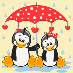 Картина по номерам Пингвины под зонтиком (15543-AC) ArtCraft (Без коробки)