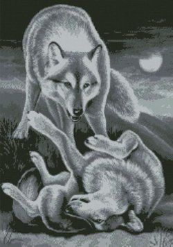 Алмазна картина Вовки вночі (43 х 61 см) Dream Art (DA-31670) 43 х 61 см фото інтернет-магазину Raskraski.com.ua