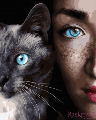 Картина по номерам Девушка с кошкой (BK-GX36660) (Без коробки)