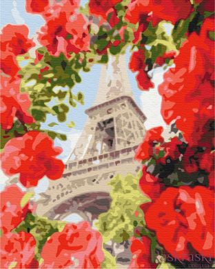 Картина по цифрам Париж у квітах (BS32312) BrushMe (Без коробки)