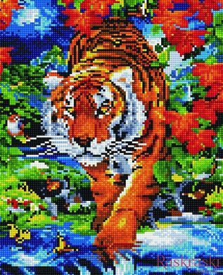 Картина из мозаики Тигр на реке Rainbow Art (EJ303, На подрамнике) фото интернет-магазина Raskraski.com.ua