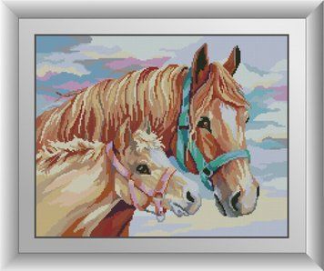 Набір алмазної мозаїки З мамою (коні) Dream Art (DA-30576) 40 х 50 см фото інтернет-магазину Raskraski.com.ua