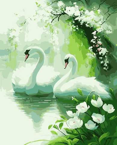 Лебедушка на озере — раскраска