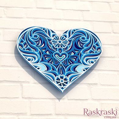 Деревянная 3d раскраска Голубое цветочное сердце Wortex Woods (3DP30026)