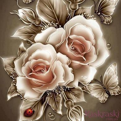 Картина з страз Карамельні троянди ТМ Алмазная мозаика (DM-185) фото інтернет-магазину Raskraski.com.ua
