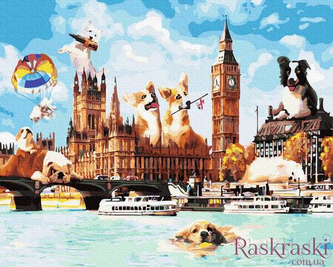 Картина за номерами Собаки в Лондоні (BK-GX36785) (Без коробки)