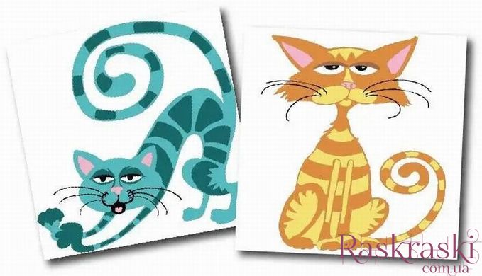 Картина по номерам Забавные котики (набор 2 картины) (ASK1006) ArtStory (Без коробки)