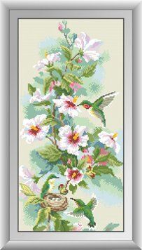 Картина из страз Колибри (квадратные камни, полная зашивка) Dream Art (DA-30405, Без подрамника) 27 х 54 см фото интернет-магазина Raskraski.com.ua