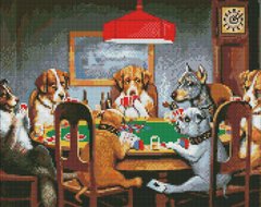 Набор алмазной мозаики Собаки играют в покер ©Кассиус Кулидж Идейка (AMO7509, На подрамнике) фото интернет-магазина Raskraski.com.ua