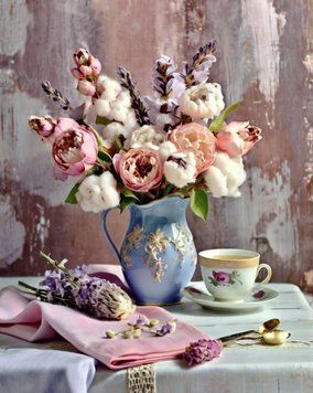 Набор алмазной мозаики Букет пионов с хлопком с голограмными стразами My Art (MRT-TNG1725, На подрамнике) 40 х 50 см фото интернет-магазина Raskraski.com.ua