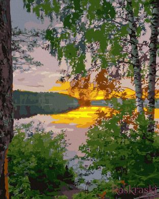 Картина за номерами Захід сонця над озером (BRM41297) НикиТошка фото інтернет-магазину Raskraski.com.ua