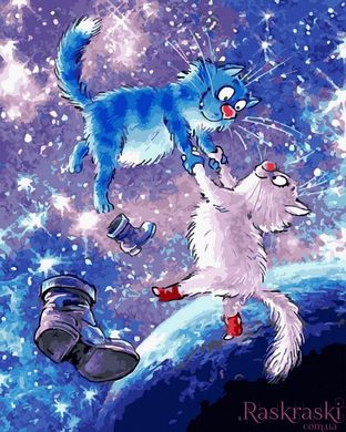 Картина за номерами Сині коти у космосі (BK-GX41012) (Без коробки)