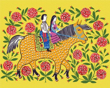 Картина за номерами Дівчина з козаком на прогулянці © Марія Примаченко (BS53655L) (Без коробки)