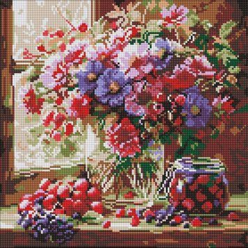 Алмазная вышивка Букет и фрукты &copy;art_selena_ua Идейка (AMO8314, На подрамнике) 40 х 40 см фото интернет-магазина Raskraski.com.ua
