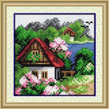 Алмазная мозаика Летний домик (полная зашивка, квадратные камни) Dream Art (DA-30160, Без подрамника) 15 х 15 см фото интернет-магазина Raskraski.com.ua