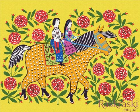 Картина за номерами Дівчина з козаком на прогулянці © Марія Примаченко (BS53655L) (Без коробки)
