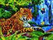 Алмазна вишивка Леопард біля водоспаду Rainbow Art (EJ307) — фото комплектації набору