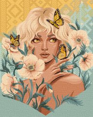 Картина за номерами Дівчина з метеликами ©pollypop92 (KHO2542) Ідейка (Без коробки)