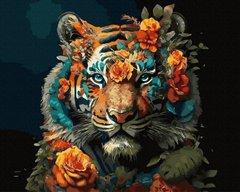 Картина по номерам Тигр в цветах (BRM45748) фото интернет-магазина Raskraski.com.ua