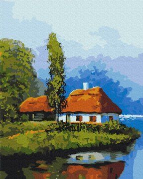 Картина за номерами Хатинка біля озера (BSM-B53152) 40 х 50 см фото інтернет-магазину Raskraski.com.ua