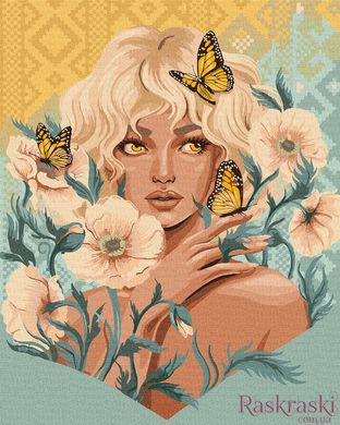 Картина по номерам Девушка с бабочками ©pollypop92 (KHO2542) Идейка (Без коробки)