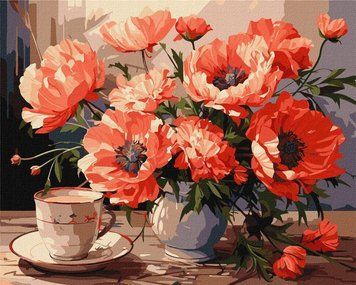 Раскраска по номерам Букет с маками &copy;art_selena_ua (KH3263) Идейка 40 х 50 см фото интернет-магазина Raskraski.com.ua