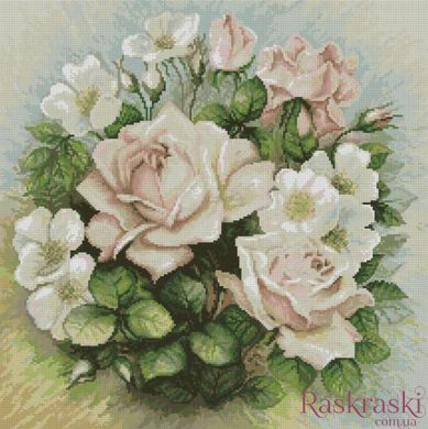 Алмазна вишивка Пастельні троянди (54 х 54 см) Dream Art (DA-31504) фото інтернет-магазину Raskraski.com.ua