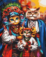 Картина по номерам Семья котиков-казаков ©Марианна Пащук (BS53690) (Без коробки)