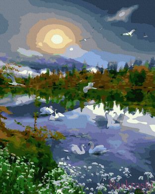 Картина по номерам Лебеди на горном озере (BK-GX41316) НикиТошка (Без коробки)