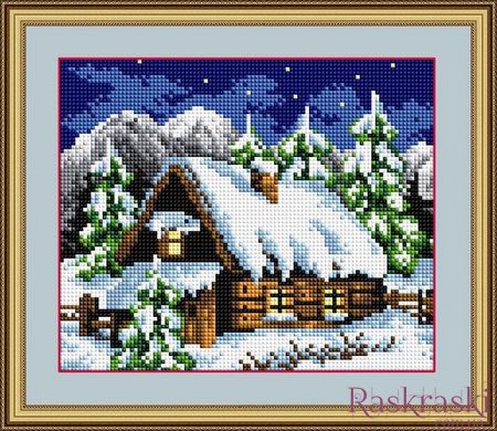 Картина алмазна вишивка Зимова хатина (повна зашивання, квадратні камені) Dream Art (DA-30061) фото інтернет-магазину Raskraski.com.ua