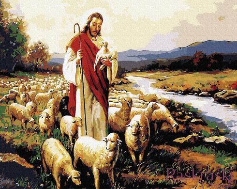 Розмальовка по номерах Ісус і вівці (BRM7781) фото інтернет-магазину Raskraski.com.ua