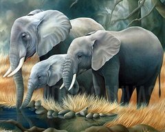 Картина з мозаїки Сім'я слонів ТМ Алмазная мозаика (DM-189) фото інтернет-магазину Raskraski.com.ua