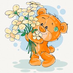 Картина по номерам Медвежонок с цветами (15529-AC) ArtCraft (Без коробки)