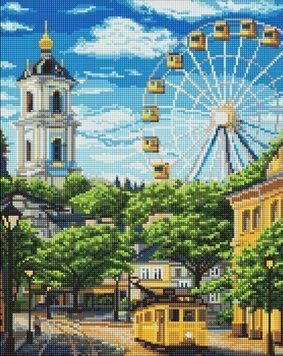 Картина стразами Колесо і дзвіниця &copy;art_selena_ua Ідейка (AMO20437) 40 х 50 см фото інтернет-магазину Raskraski.com.ua