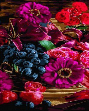 Картина за номерами Квіти та виноград (ANG632) 40 х 50 см
