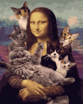 Картина по номерам Джаконда с котами (ANG792) (Без коробки)