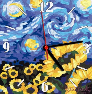 Картина за номерами годинник Зоряна ніч (ASG020) ArtStory (Без коробки)