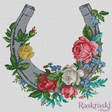 Алмазная картина Подкова с цветами (44 х 44 см) Dream Art (DA-31583, Без подрамника) фото интернет-магазина Raskraski.com.ua