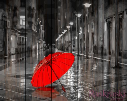 Картина по номерам на дереве Красный зонтик (RA-GXT22094) Rainbow Art фото интернет-магазина Raskraski.com.ua