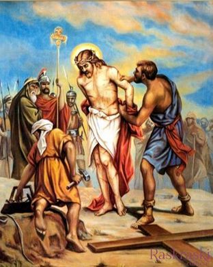 Картина стразами З Ісуса здирають одяг ТМ Алмазна мозаіка (DM-453) фото інтернет-магазину Raskraski.com.ua